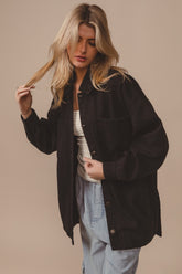 Button Up Washed Jacket with Pockets BiBi